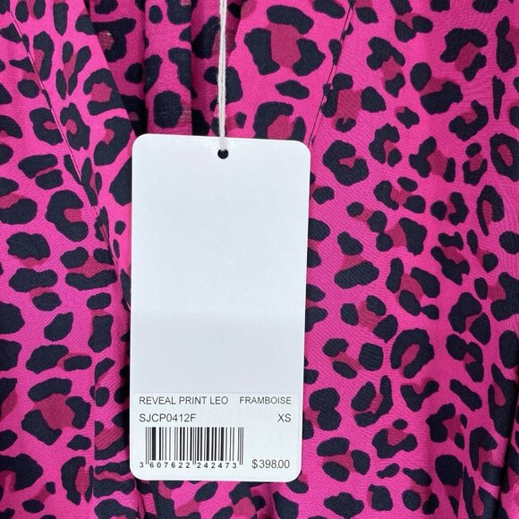 Zadig Voltaire Dress Womens XS Pink Mini Long Sleeve Cinch Leopard Print NEW - Picture 7 of 13